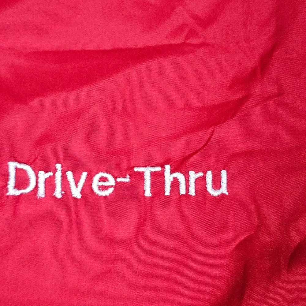Chick-fil-A Waterproof Jacket Mens Small Red Full Zip Employee Hoodie Drive-Thru